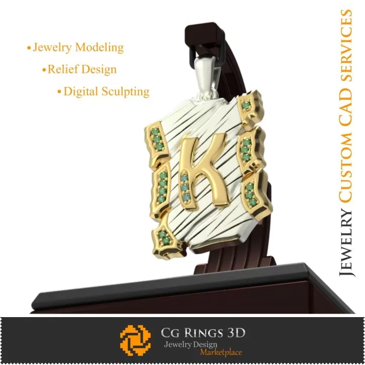 Pandantiv cu litera K - CAD 3D