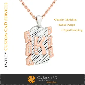 Pendentif avec lettre K - DAO 3D
