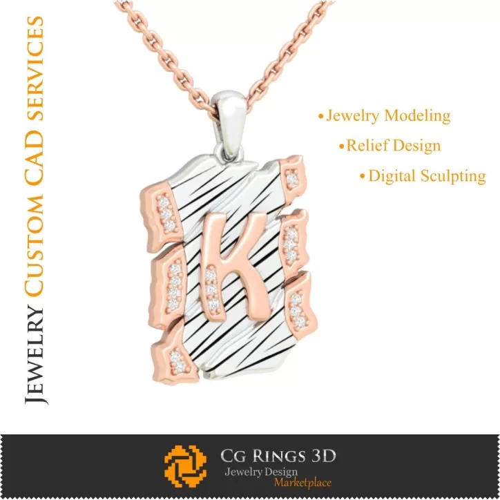 Pandantiv cu litera K - CAD 3D