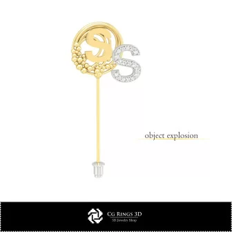 Spilla 3D con lettera S Home, Gioielleria CAD 3D, Spille CAD 3D, Spilla 3D a puntina
