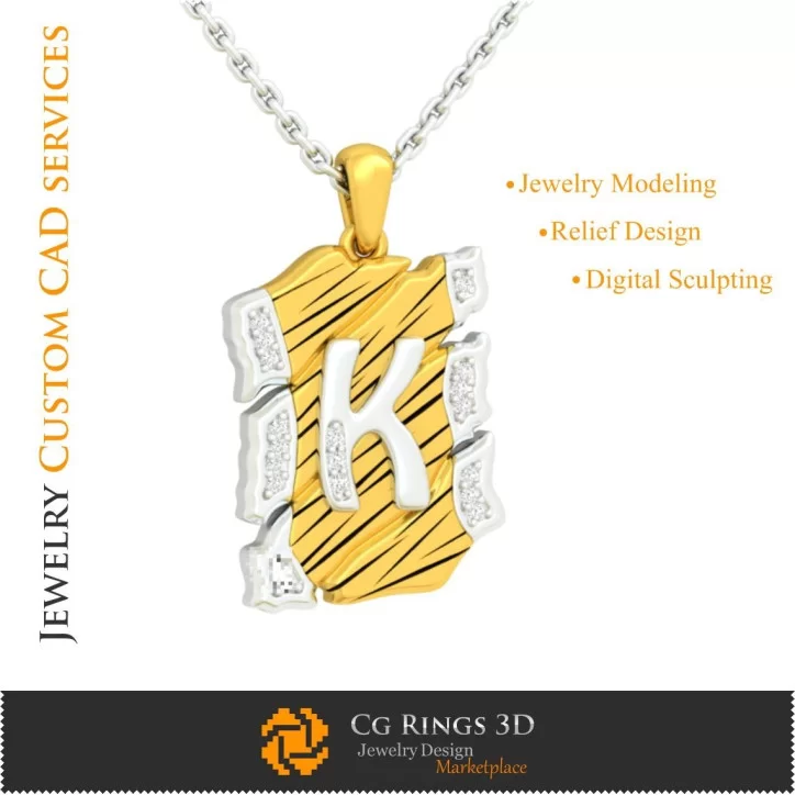 Pendant With Letter K - 3D CAD