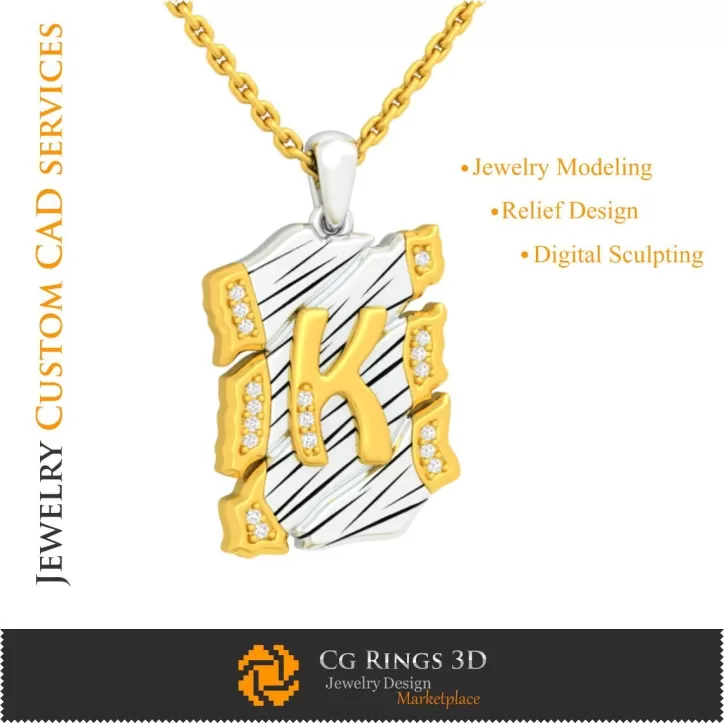 Pandantiv cu litera K - CAD 3D