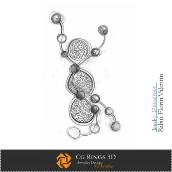 Schizzo Spilla Pupazzo di Neve - Design Gioielli Schizzi di Gioielli