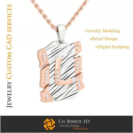 Pendentif avec la lettre L - DAO 3D