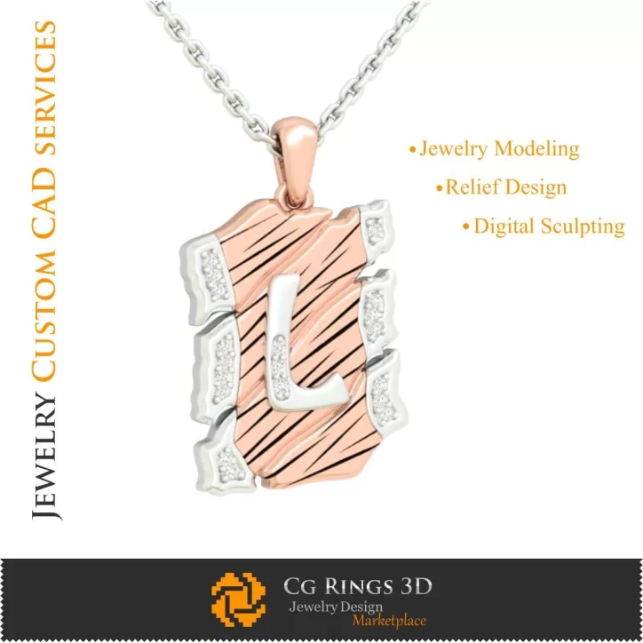Pendentif avec la lettre L - DAO 3D