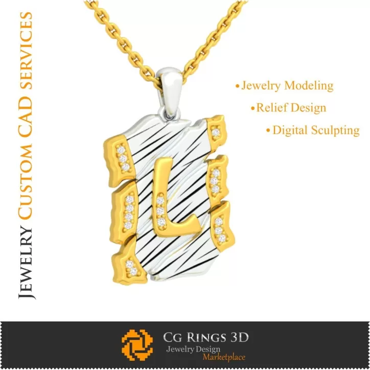 Pendentif avec la lettre L - DAO 3D