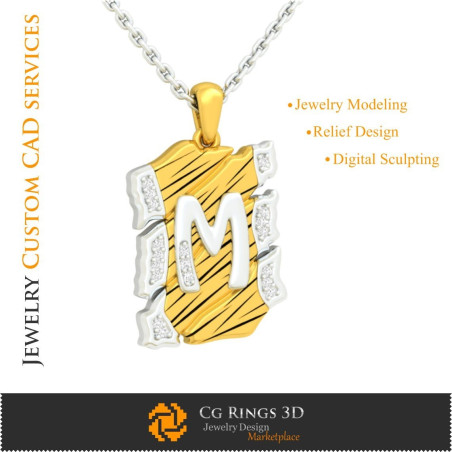 Pendentif avec Lettre M - 3D CAO