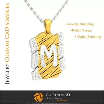 Pendentif avec lettre M - CAO 3D Bijoux CAO 3D, Pendentifs CAO 3D, Bijoux vintage CAO 3D, Pendentifs lettres 3D, Rétro moderne