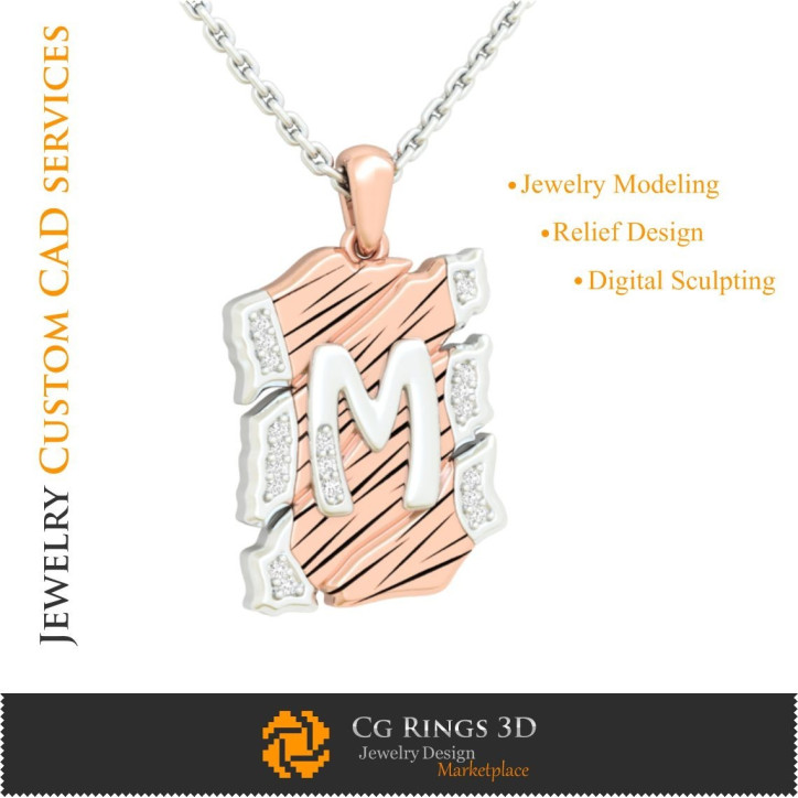 Pendentif avec Lettre M - 3D CAO