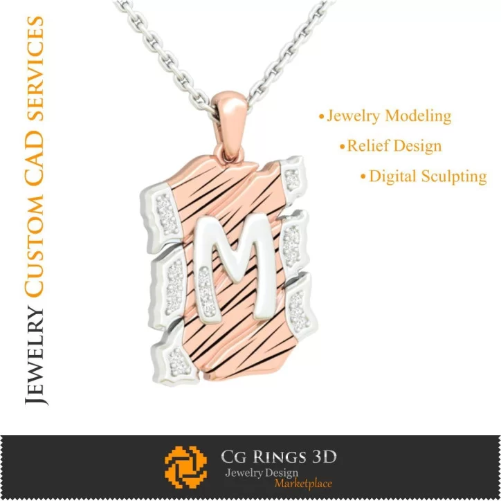 Pendentif avec Lettre M - 3D CAO