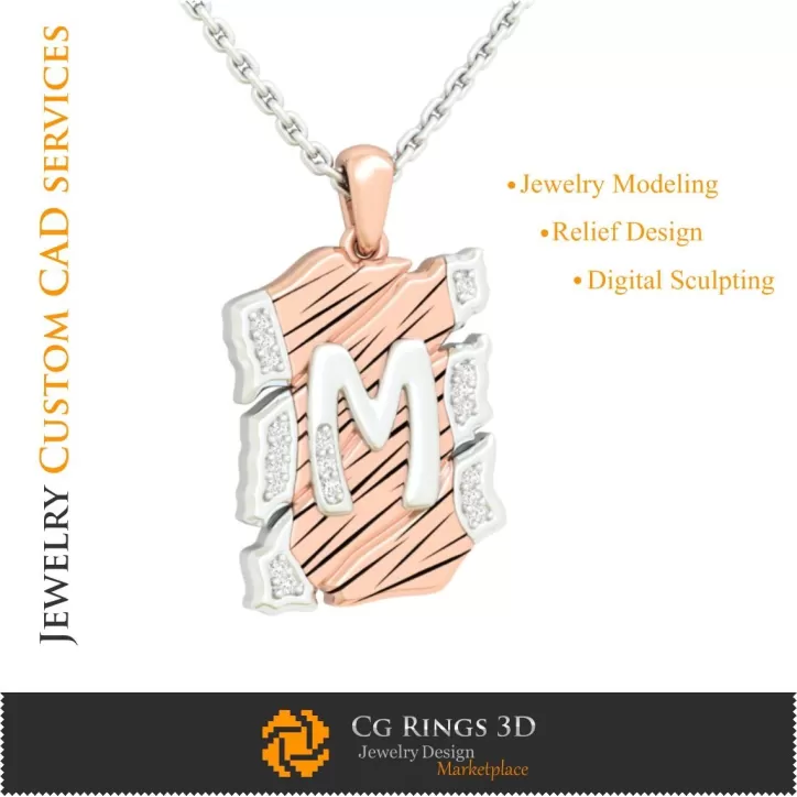 Pendentif avec lettre M - CAO 3D