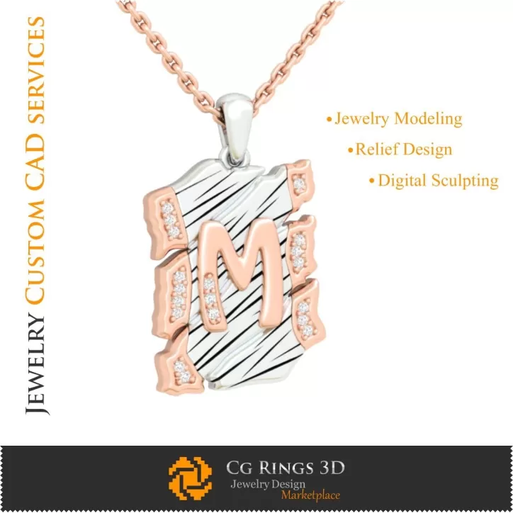 Pandantiv cu litera M - 3D CAD