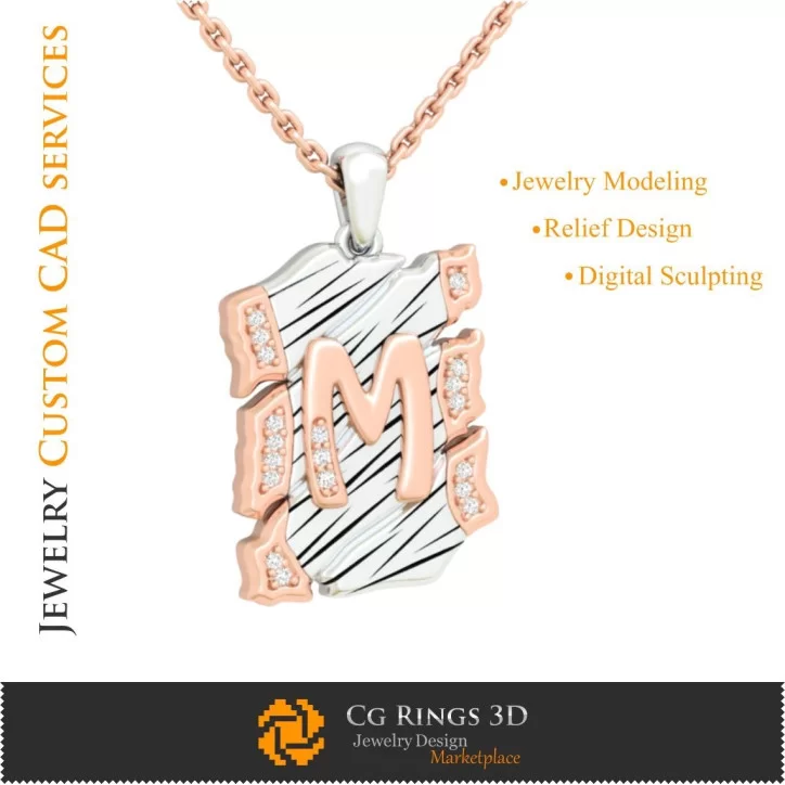 Pendentif avec Lettre M - 3D CAO