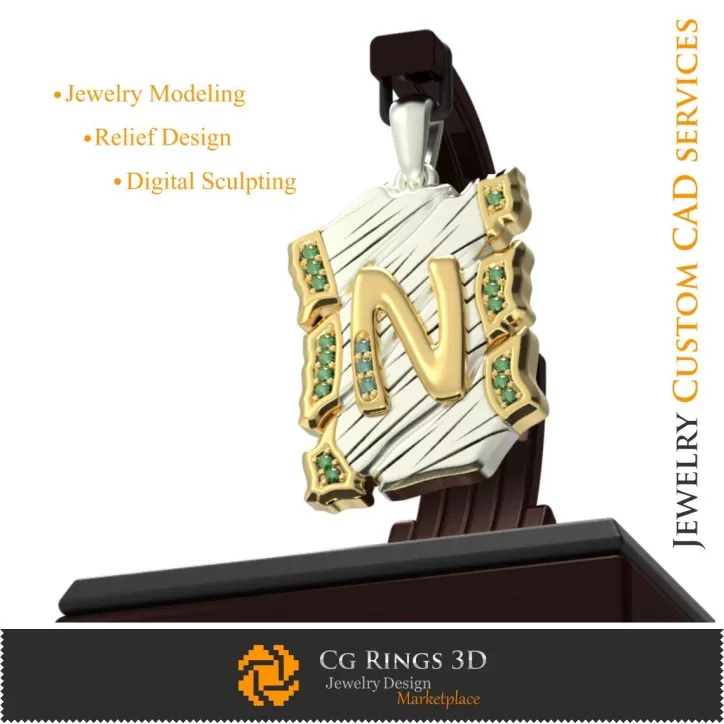 Colgante con letra N - CAD 3D