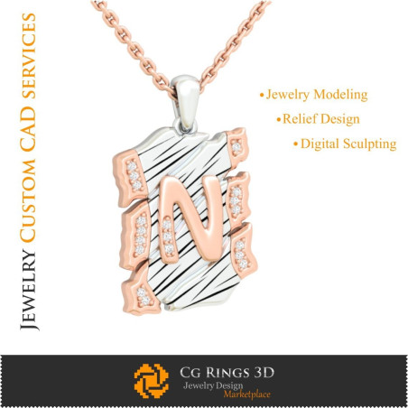 Pendant With Letter N - 3D CAD