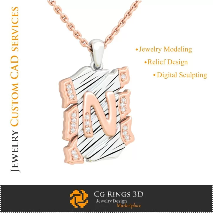 Pendant With Letter N - 3D CAD