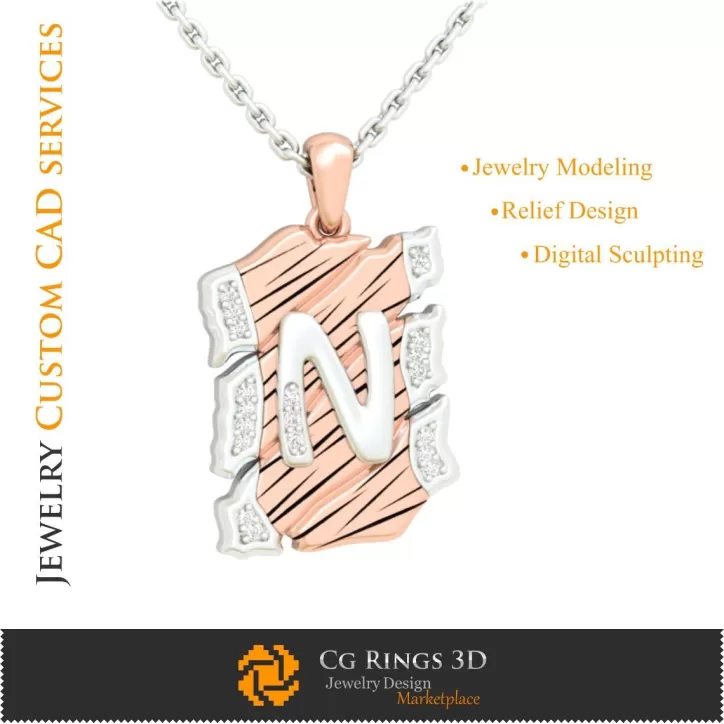 Ciondolo con lettera N - CAD 3D