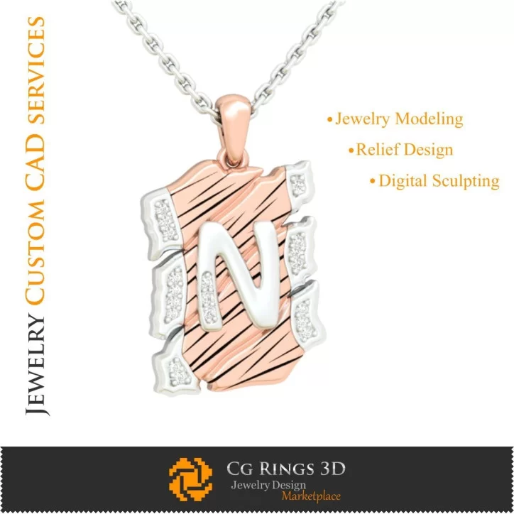 Pendant With Letter N - 3D CAD