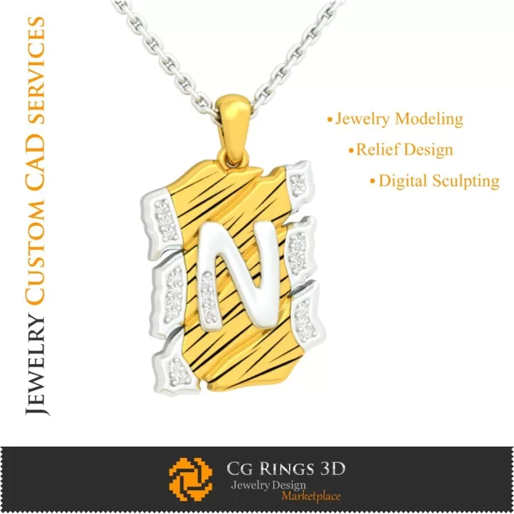 Pandantiv cu litera N - 3D CAD