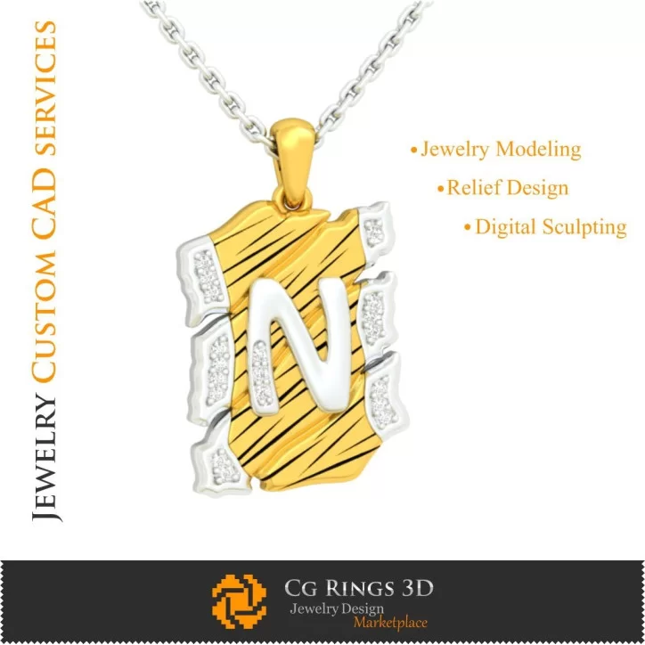 Pendant With Letter N - 3D CAD