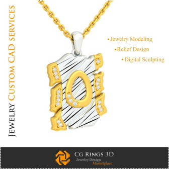 Pendant With Letter O - 3D CAD Home,  Jewelry 3D CAD, Pendants 3D CAD , Vintage Jewelry 3D CAD , 3D Letter Pendants, 3D Retro Mo