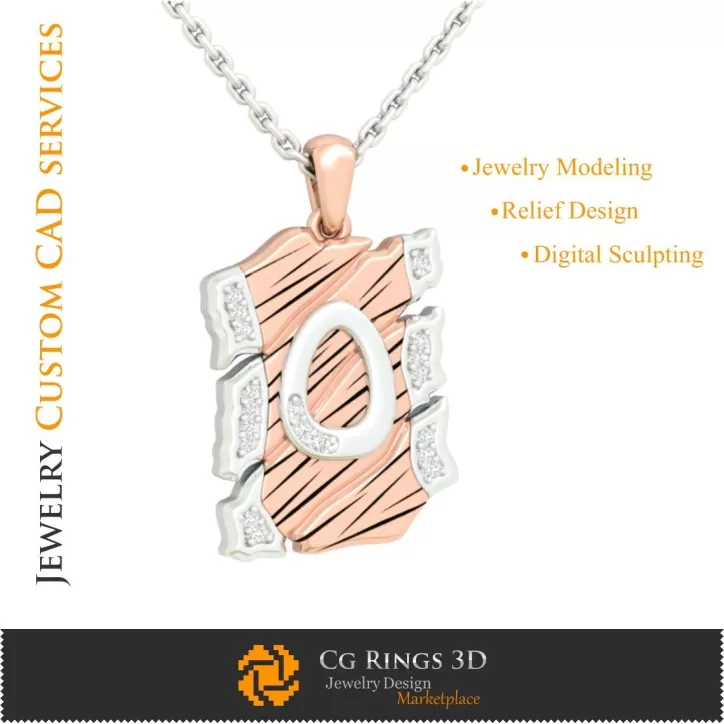 Pendentif avec lettre O - CAO 3D