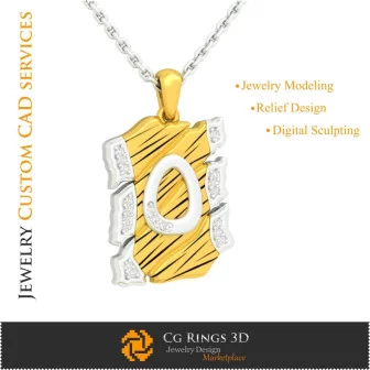 Pendant With Letter O - 3D CAD Home, Jewelry 3D CAD, Pendants 3D CAD , Vintage Jewelry 3D CAD , 3D Letter Pendants, 3D Retro Mo