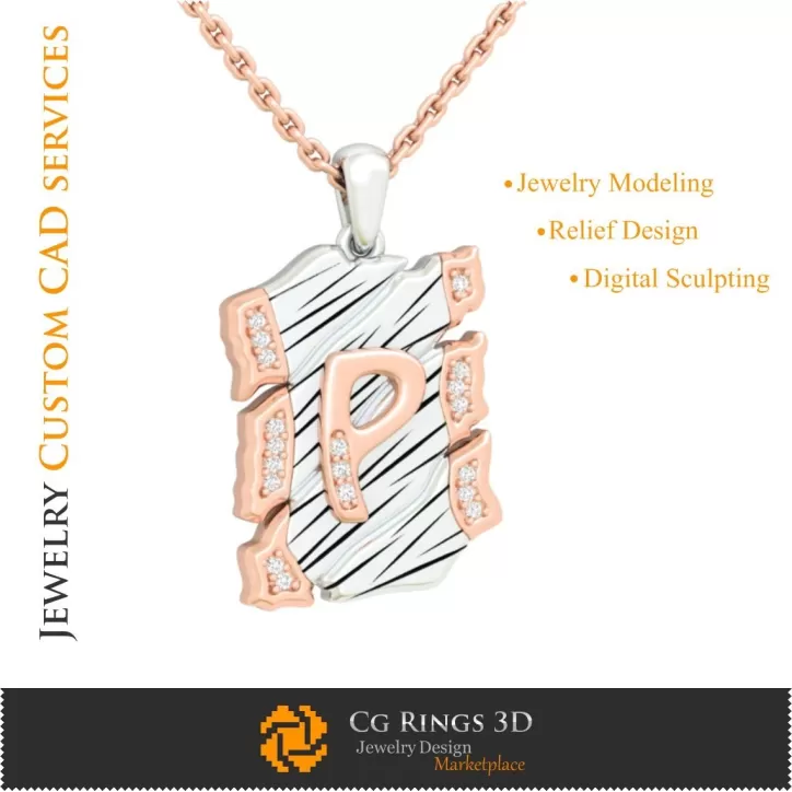 Pendentif avec la lettre P - DAO 3D