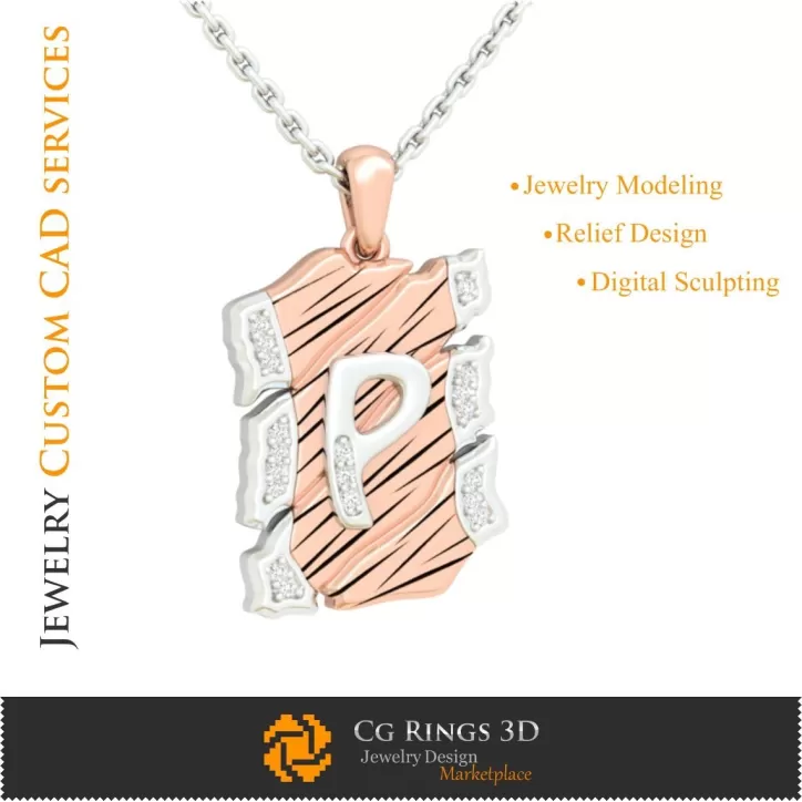 Colgante con la letra P - CAD 3D