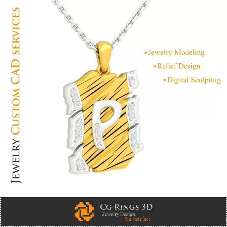 Pendentif avec la lettre P - DAO 3D
