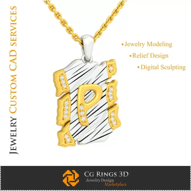 Anhänger mit Buchstabe P - 3D-CAD Anhänger mit Buchstabe P - 3D-CAD