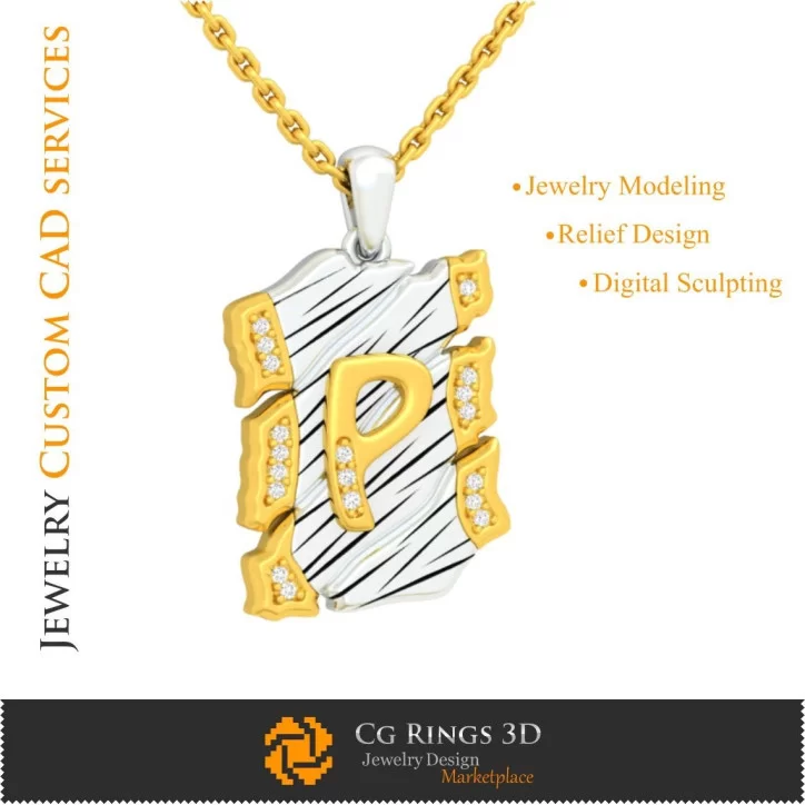 Pendentif avec Lettre P - 3D CAO