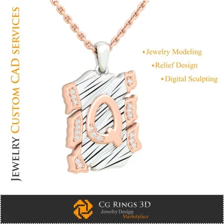 Pendant With Letter Q - 3D CAD