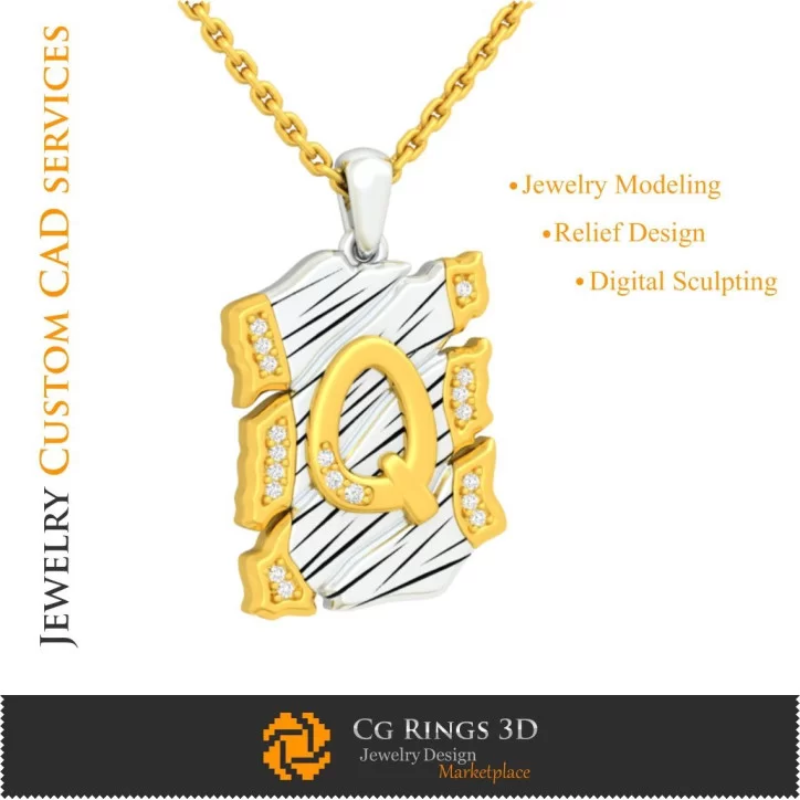 Pendant With Letter Q - 3D CAD