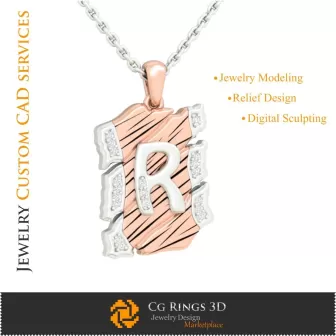 Pendentif avec lettre R - CAO 3D pour la maison, CAO 3D pour bijoux, CAO 3D pour pendentifs, CAO 3D pour bijoux vintage,