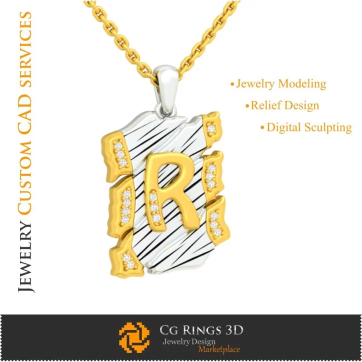 Pendant With Letter R - 3D CAD