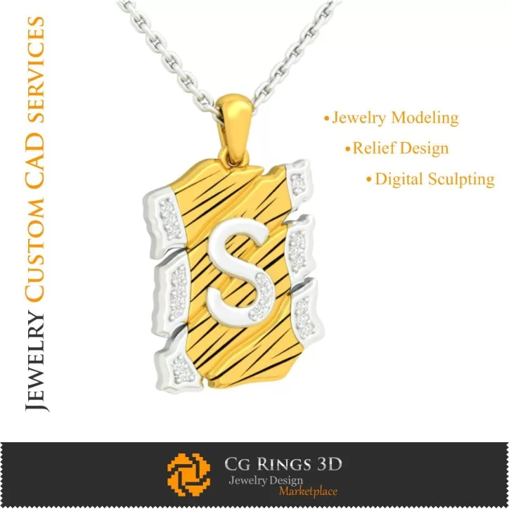 Anhänger mit Buchstabe S - 3D-CAD