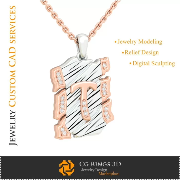 Pendant With Letter T - 3D CAD