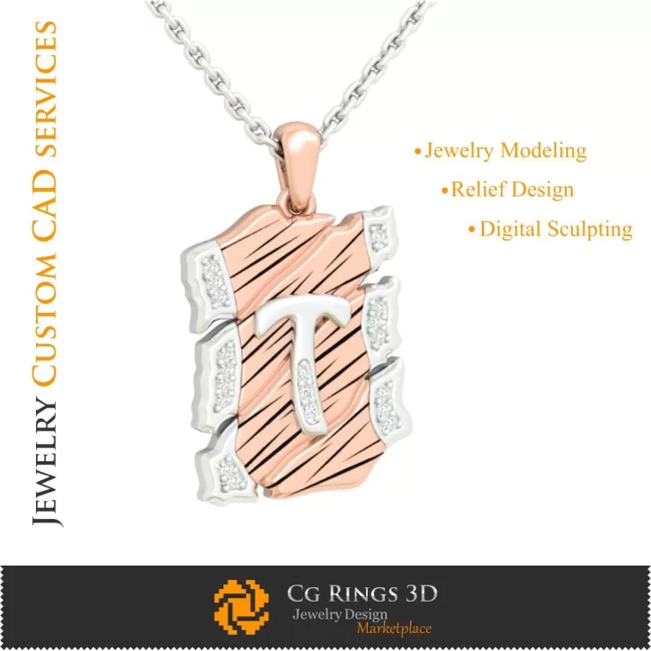 Colgante con letra T - CAD 3D