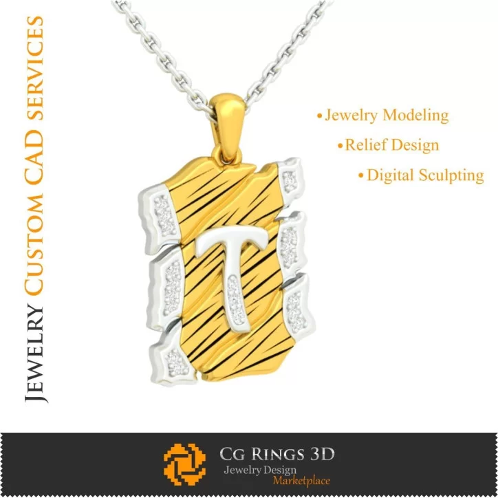 Pendant With Letter T - 3D CAD