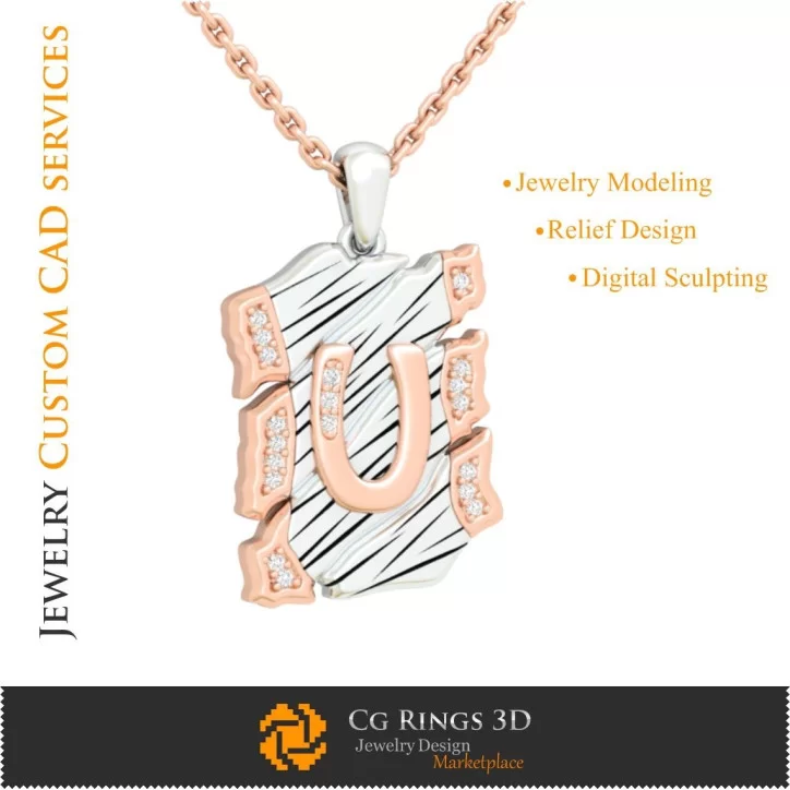 Pendant With Letter U - 3D CAD