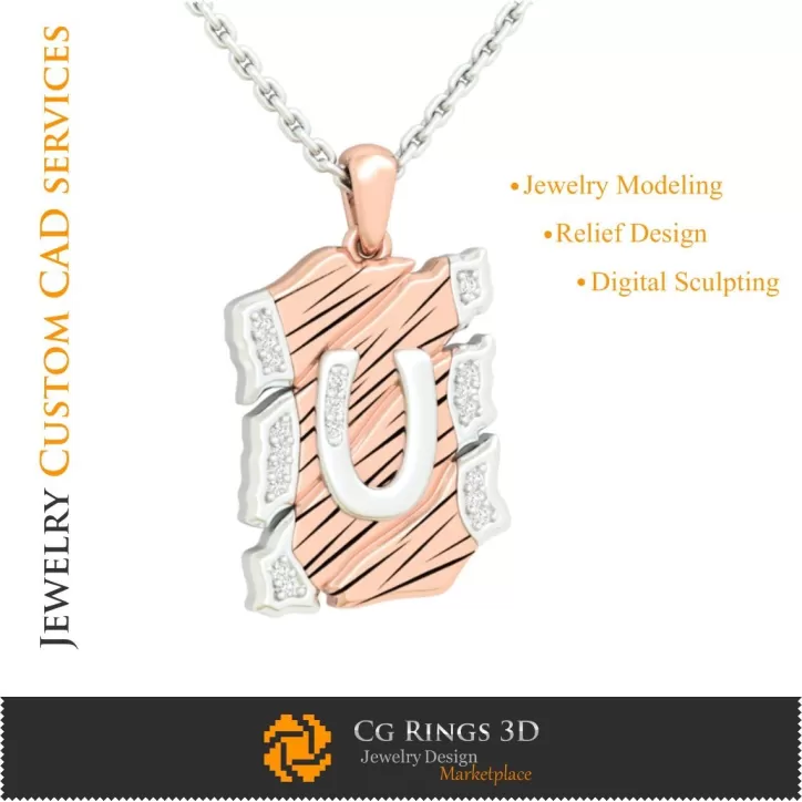 Pendentif avec lettre U - CAO 3D