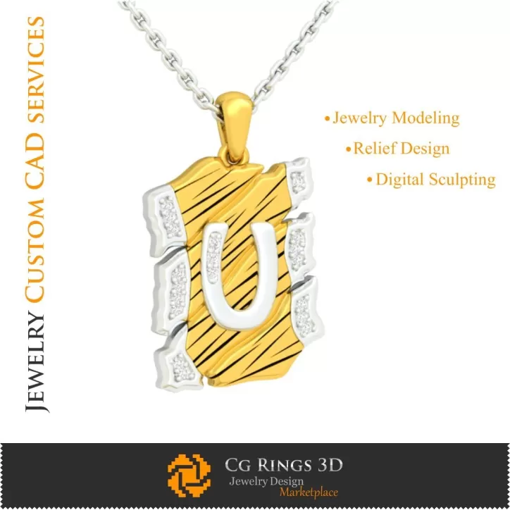 Ciondolo con lettera U - 3D CAD