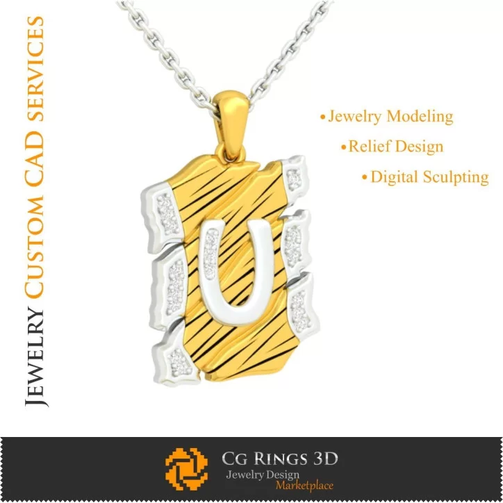 Pendant With Letter U - 3D CAD