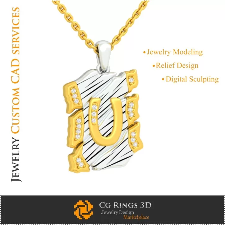 Pendentif avec lettre U - CAO 3D