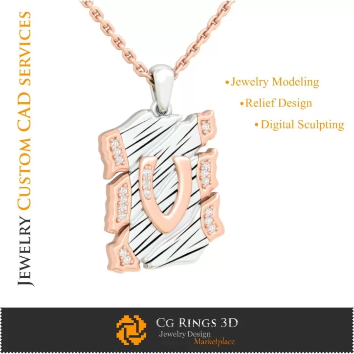 Pendentif avec lettre V - DAO 3D