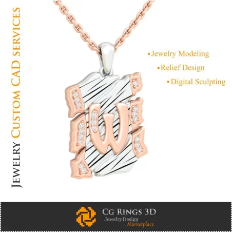 Pendant With Letter W - 3D CAD