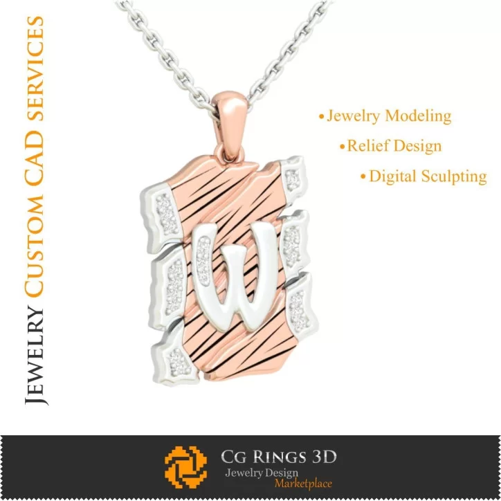 Pendant With Letter W - 3D CAD