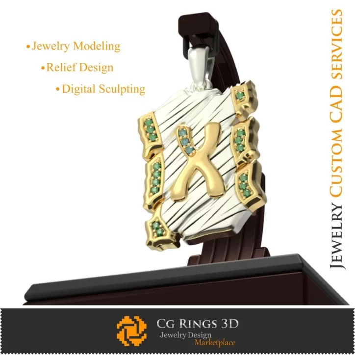 Pandantiv cu litera X - 3D CAD