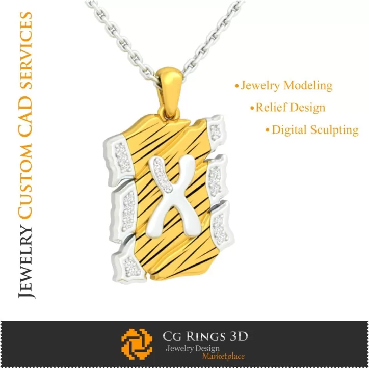 Pandantiv cu litera X - 3D CAD